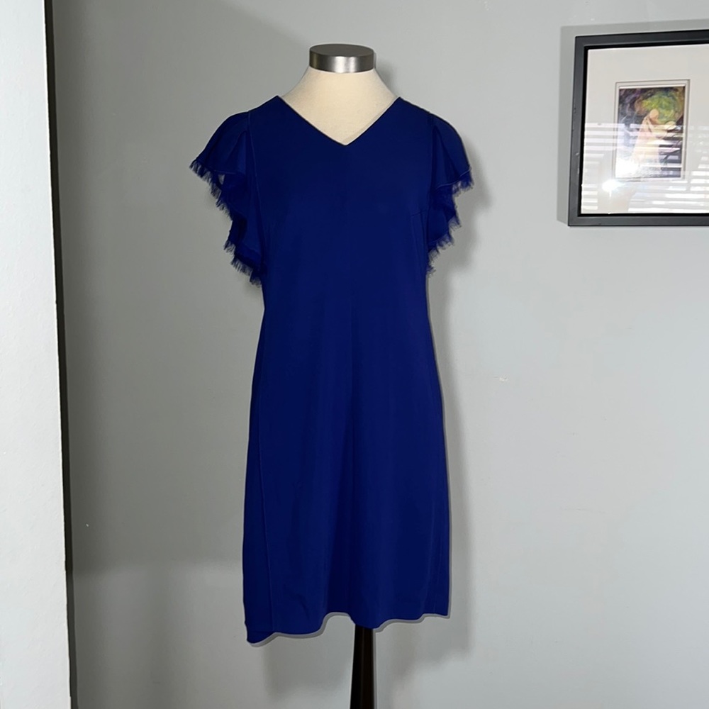 Rebecca Taylor Cobalt Ruffle Crepe Dress Sz 8